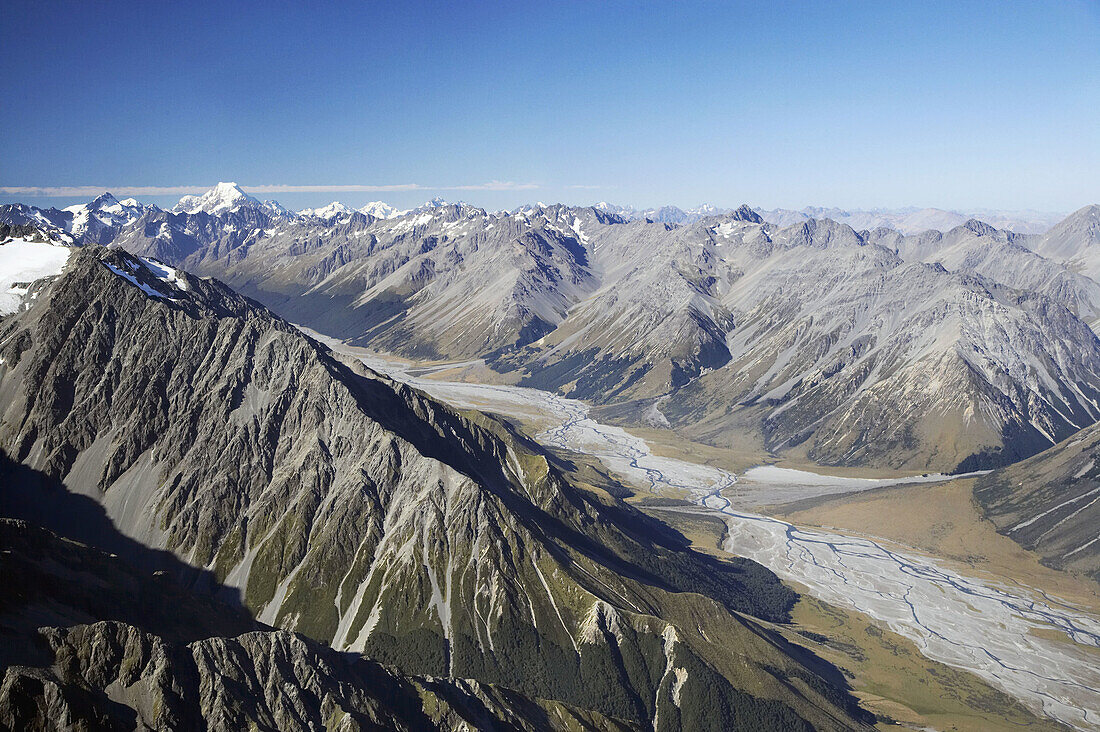 New Zealand, South Island, Dobson River and Aoraki / Mt Cook - aerial
