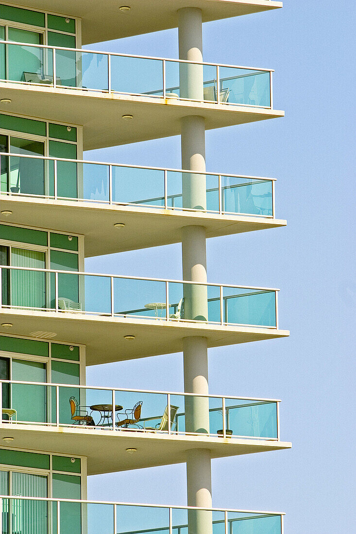 Balconies on upscale condominiums in Los Angeles, California. USA.
