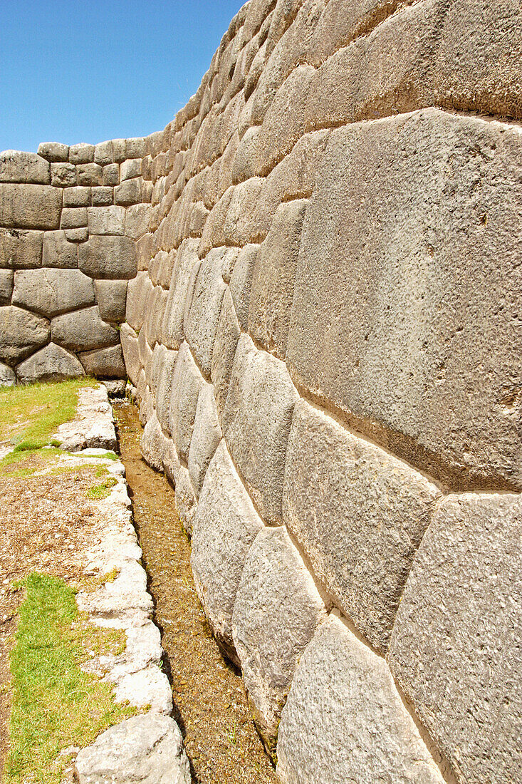 Ancient Incan stonework and ruins at the spring of Tambomachay. Sacred Valley of Peru