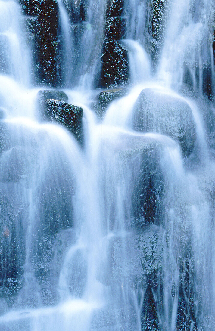 Waterfall. Rivulets of water over rocks. Yorkshire. UK