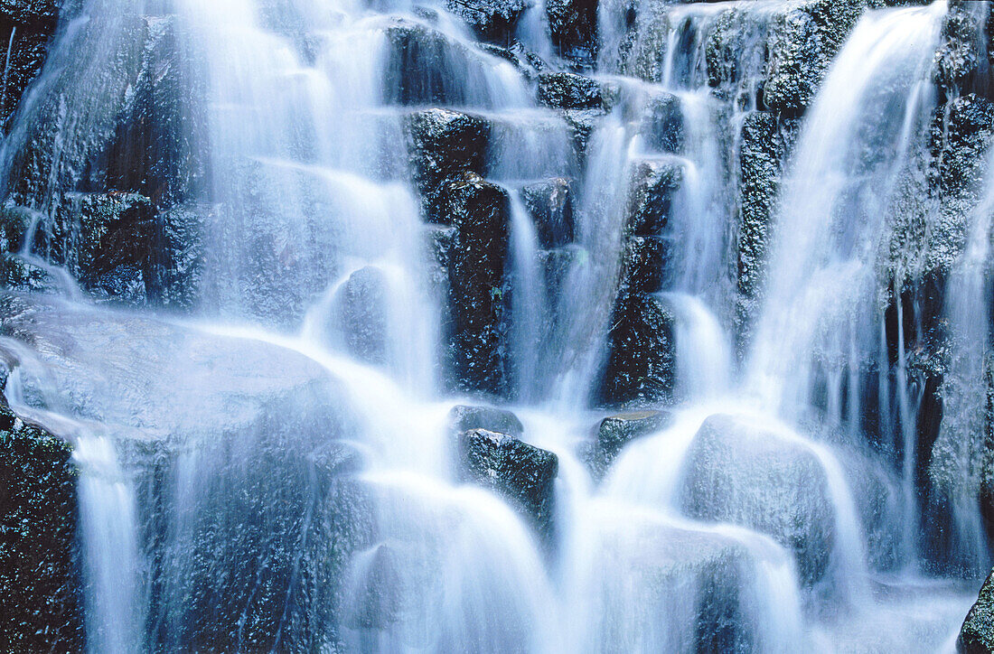 Waterfall. Rivulets of water over rocks. Yorkshire. UK