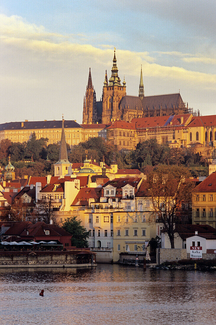 Prague Castle, Vltava River. Mala Strana area. Prague. Bohemia. Czech Republic