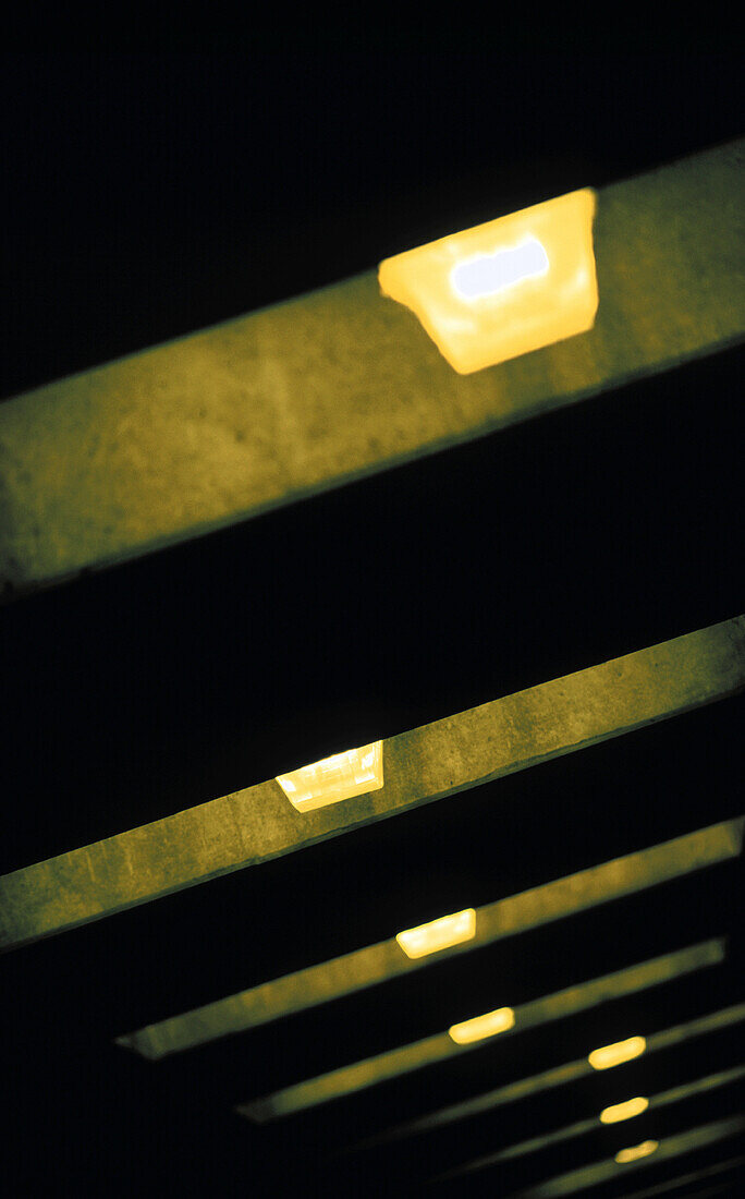 Lights on ceiling of parking garage