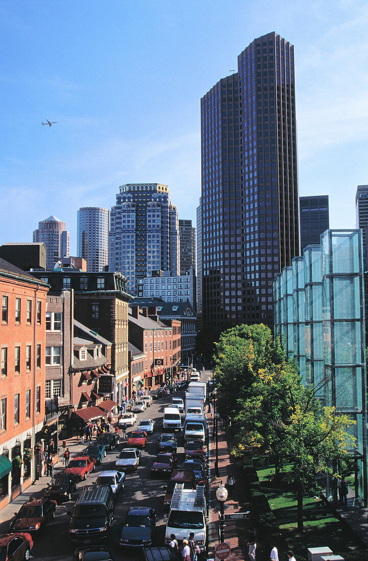 Haymarket area taverns and Jewish Holocaust Memorial at Union Street. Boston. Massachusetts. USA