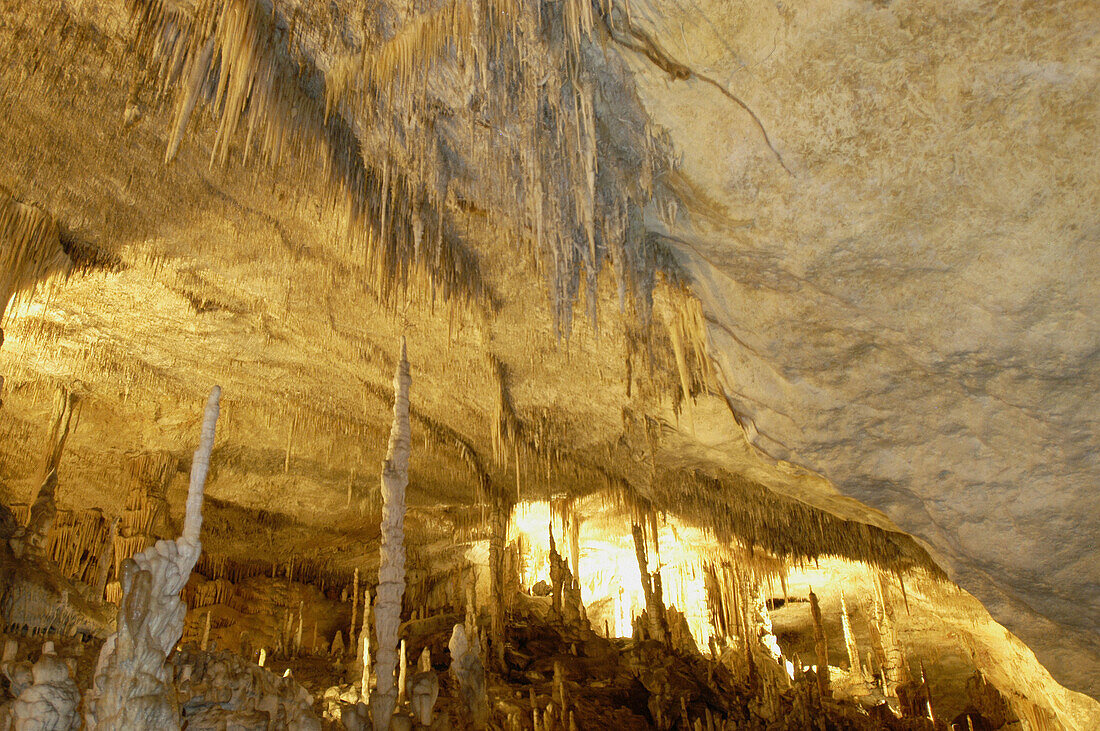 Drach caves spectacular view. Porto Cristo. Mallorca. Balearic Islands. Spain.