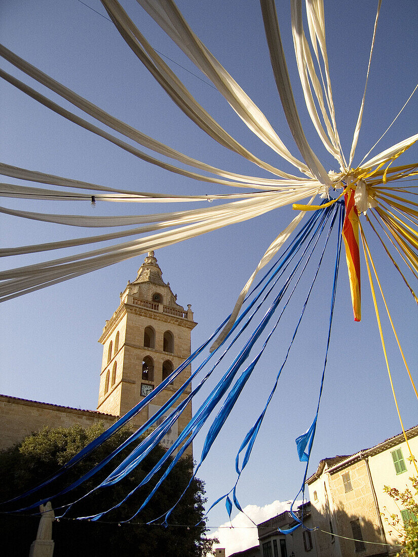 Summer festival decoration of Sencelles. Mallorca. Balearic Islands. Spain.