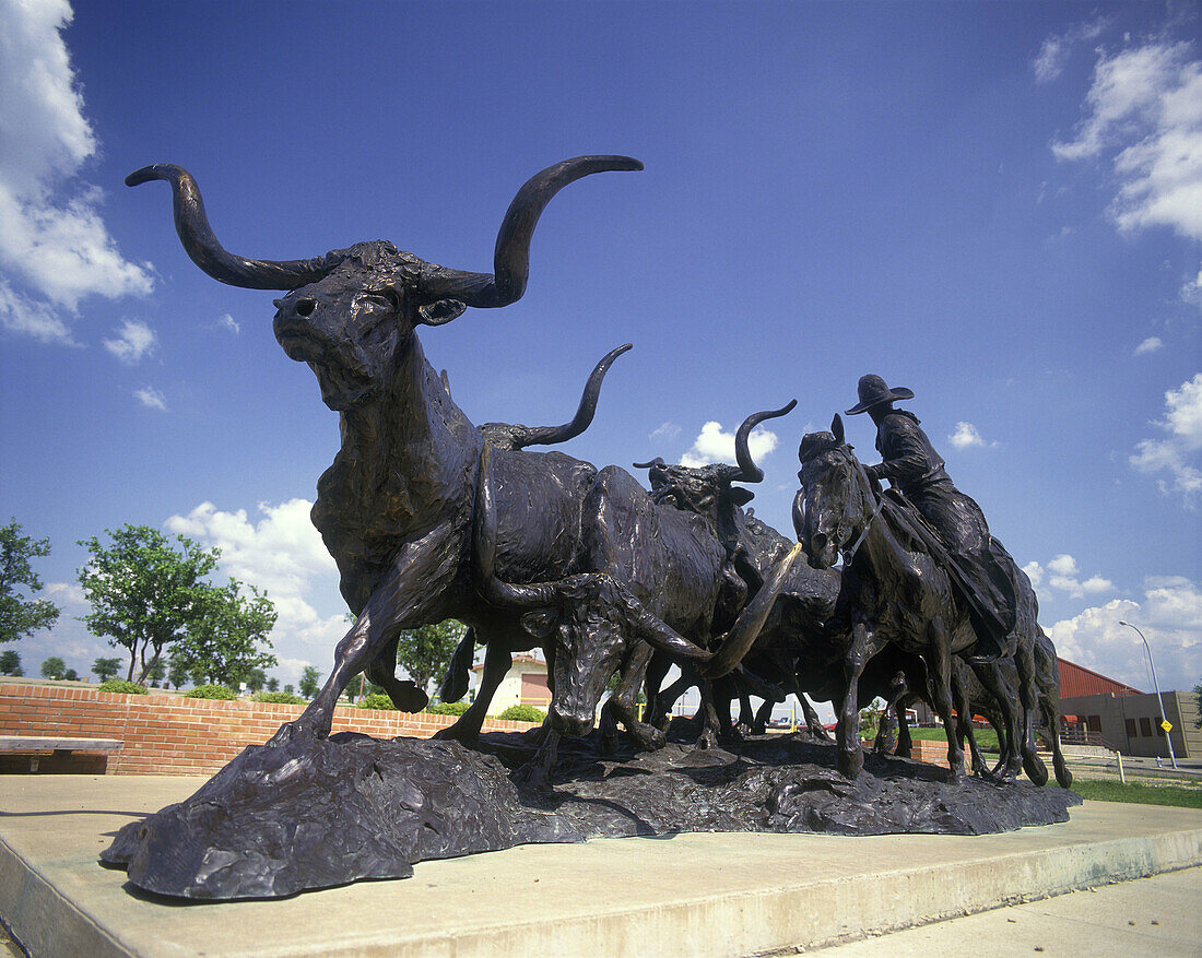 texas gold , Bronze statue, Fort worth, Texas, USA.