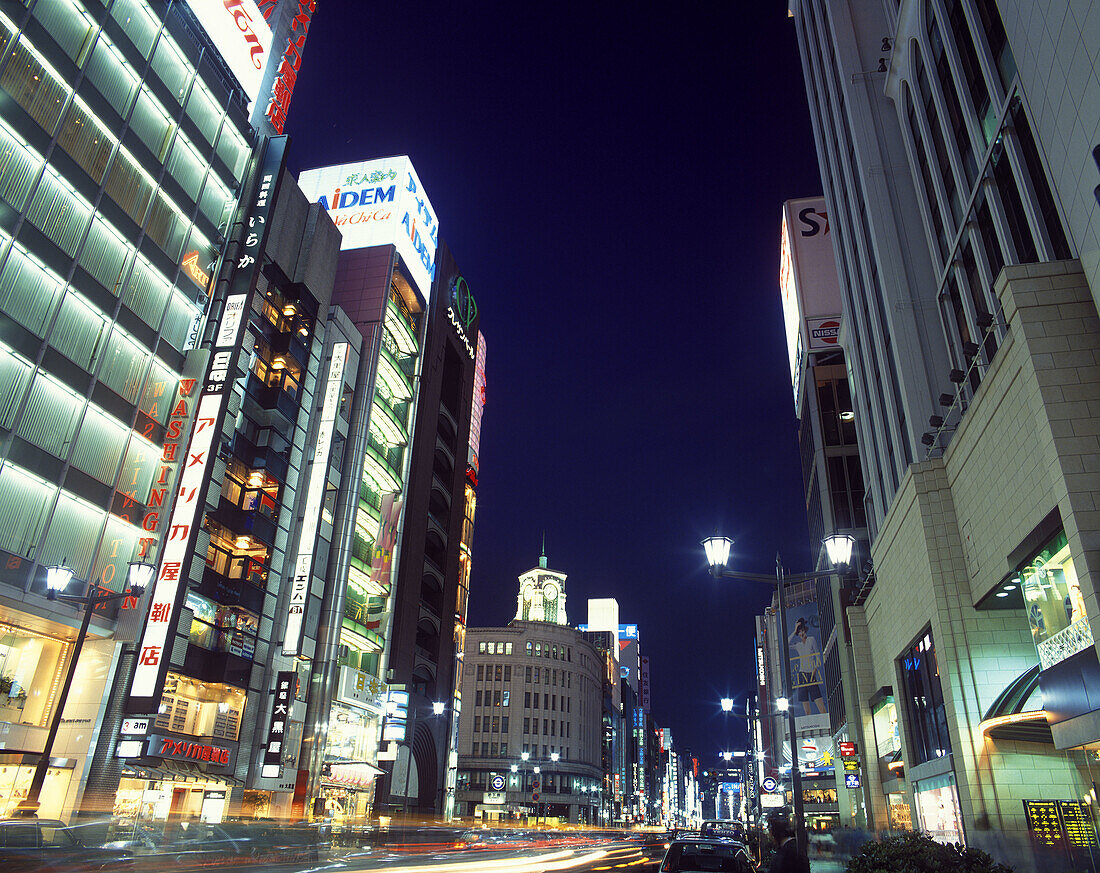 Street scene, Chuo-dori Avenue, Ginza tokyo, Japan.