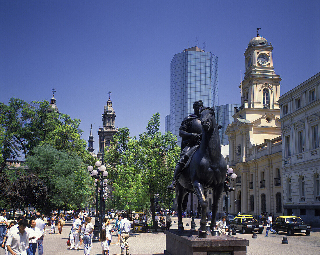 Street scene, Plaza de armes, Santiago, Chile.
