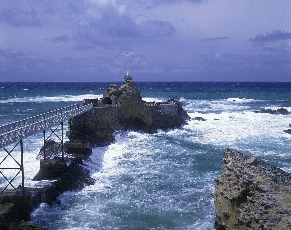 La roche de la vierge, Biarritz, France.