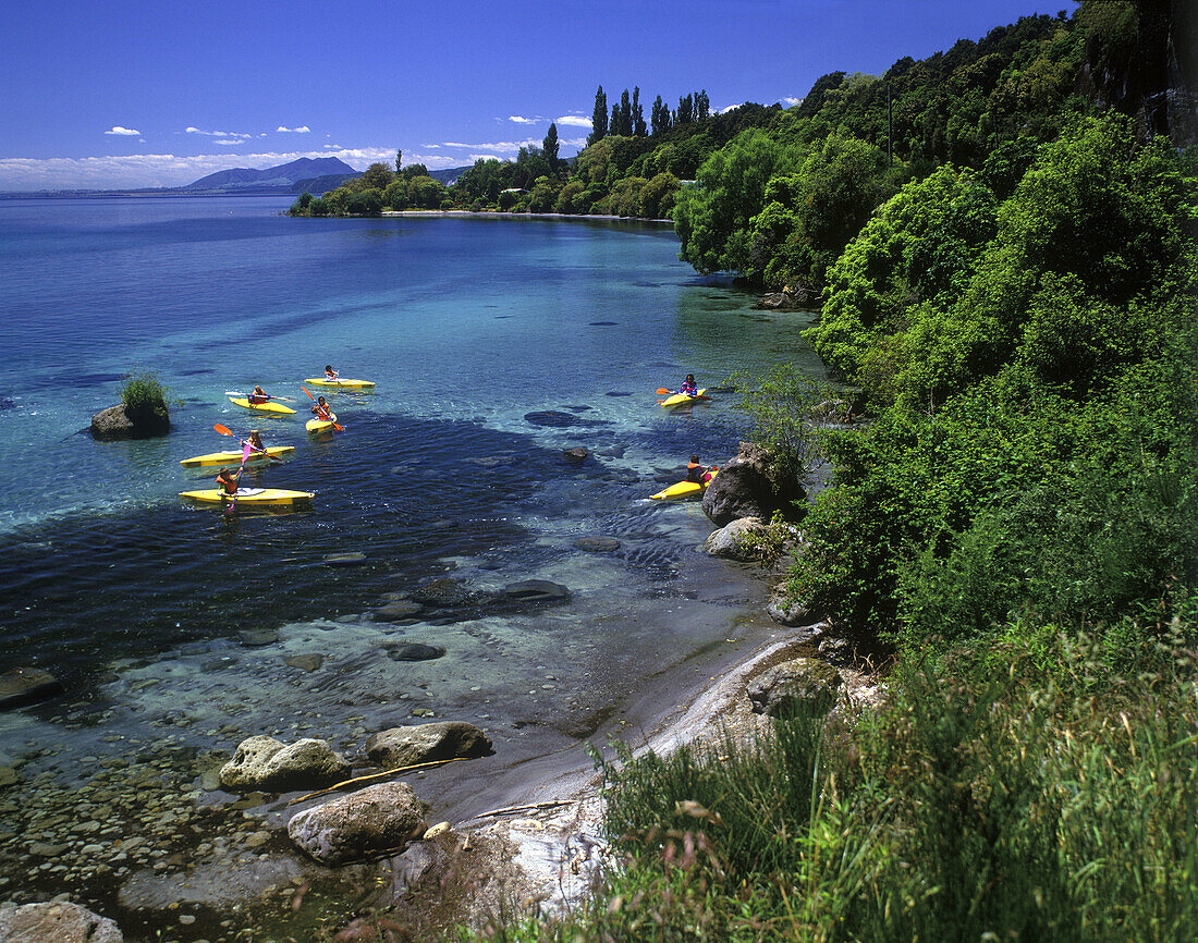 Canoeing, Scenic lake taupo, New zealand.