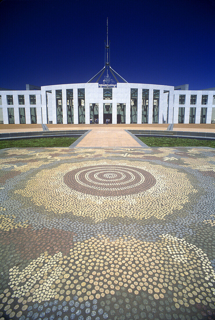Aboriginal mosaic, Parliament, Canberra, Australia.