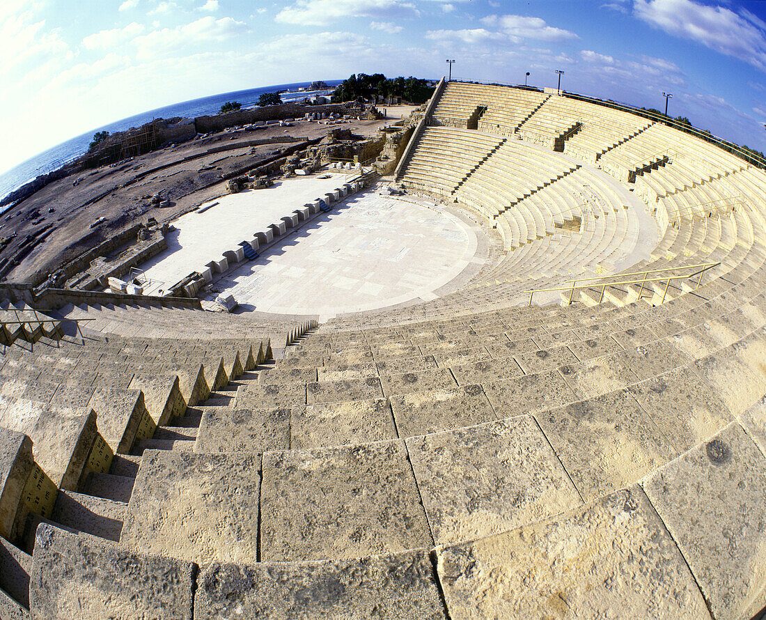 Roman amphitheaterruins, Caesaria national park, Israel.