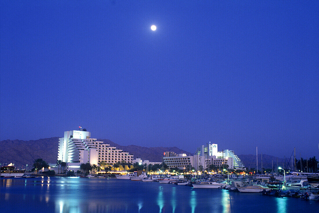 Hotels, Lagoon, Eilat skyline, Israel.