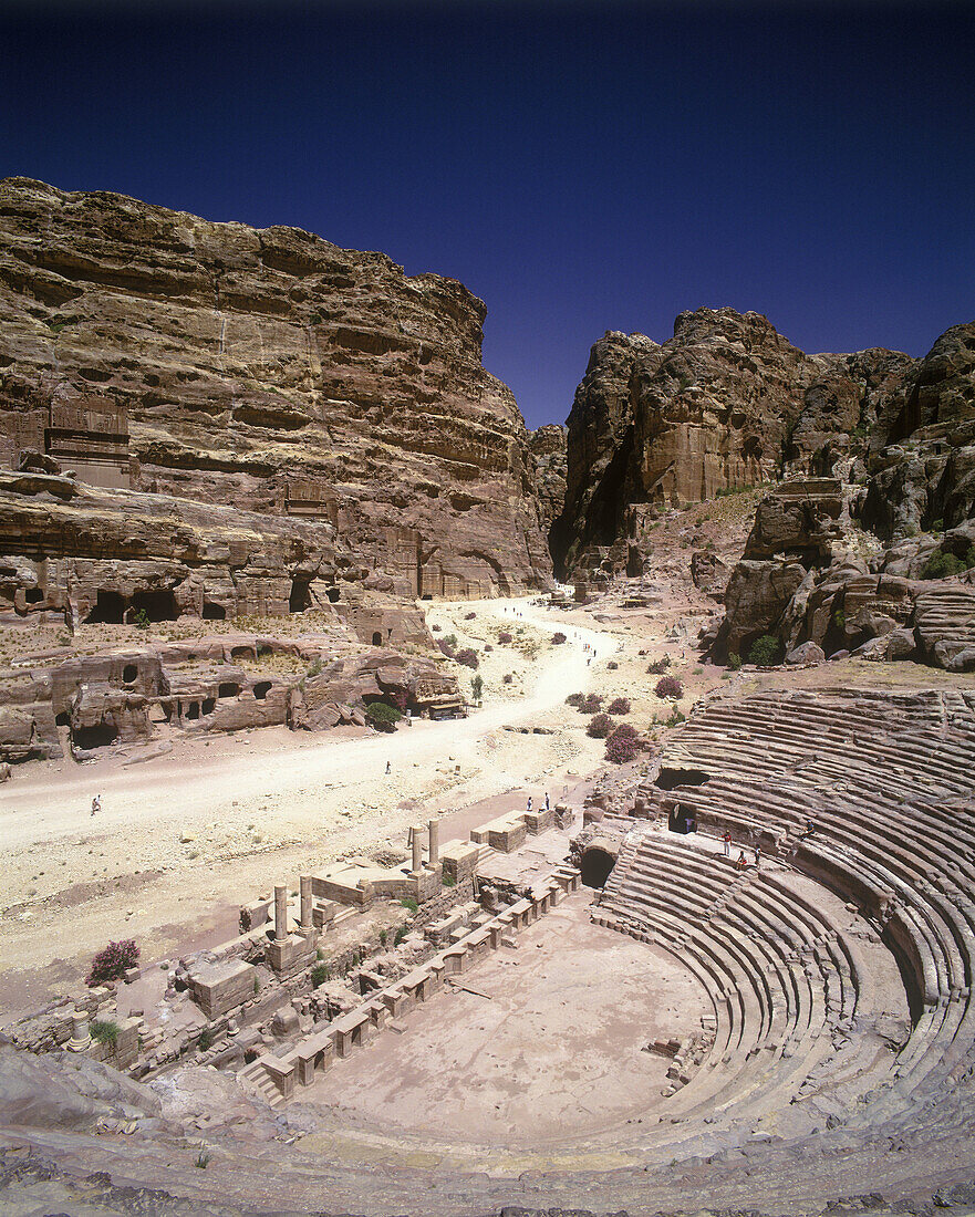 Amphitheater, Outer siq, Petra ruins, Jordan.