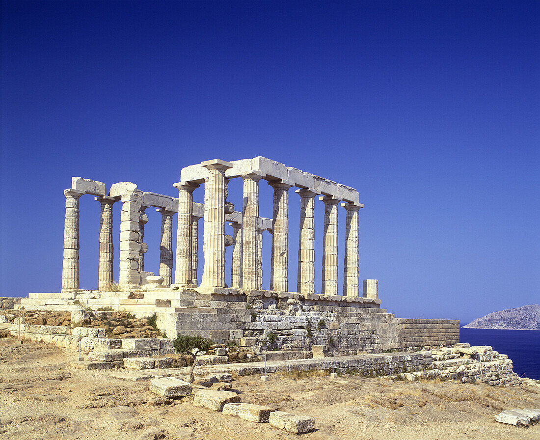 Temple of poseidon ruins, Cape sunion, Attica, Greece.