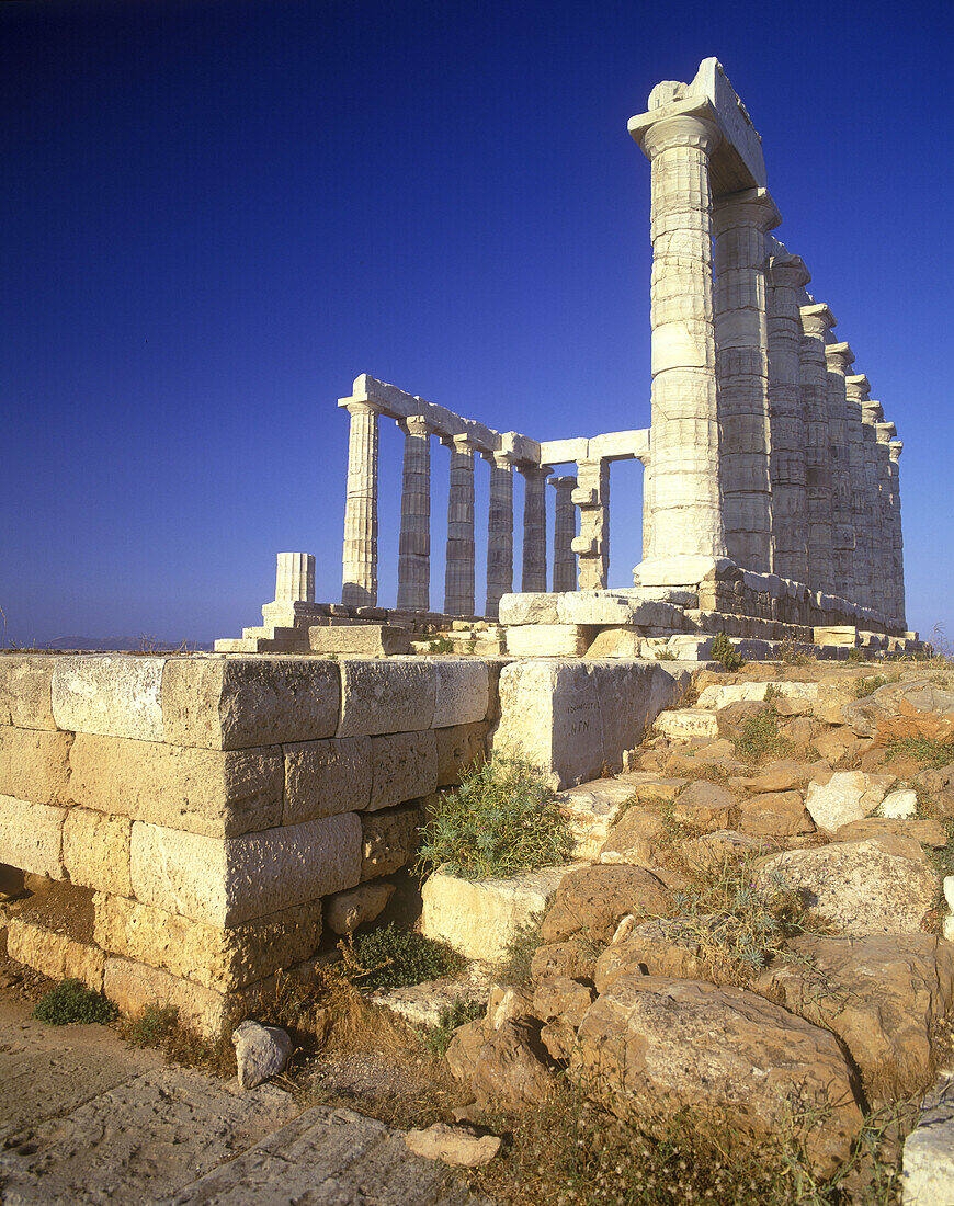 Temple of poseidon ruins, Cape sunion, Attica, Greece.