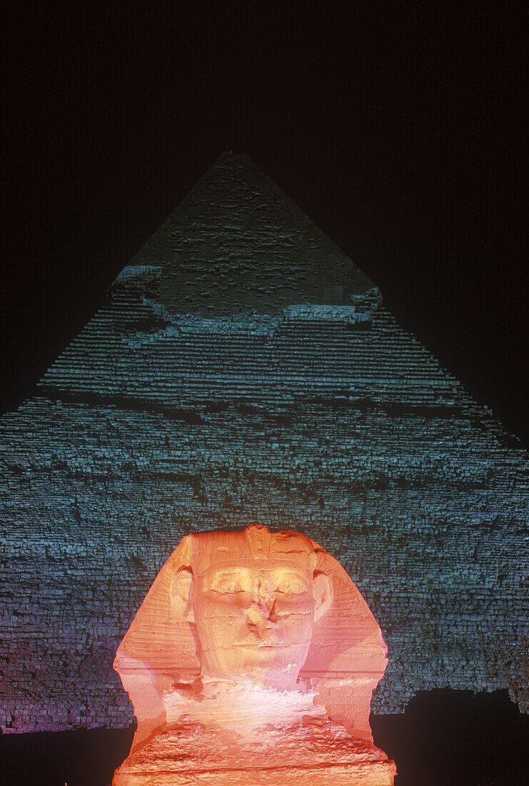 Great pyramid & sphinx ruins, Giza, Egypt.
