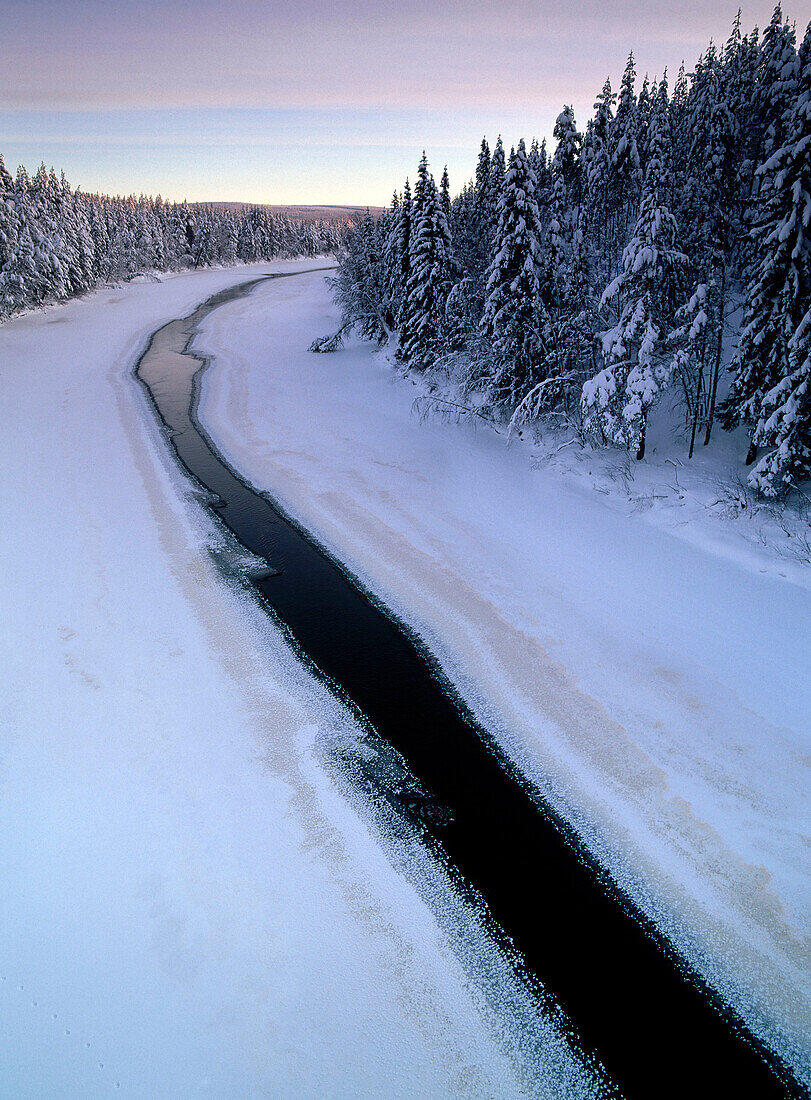 Byske river in the wintereve. Grönbo. Västerbotten. Sweden