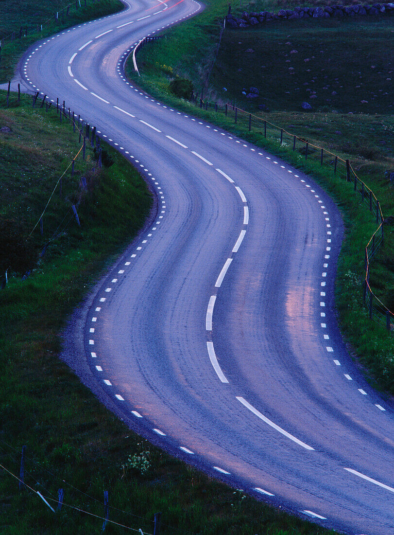 Curvy road in Brosarp. Skane. Sweden