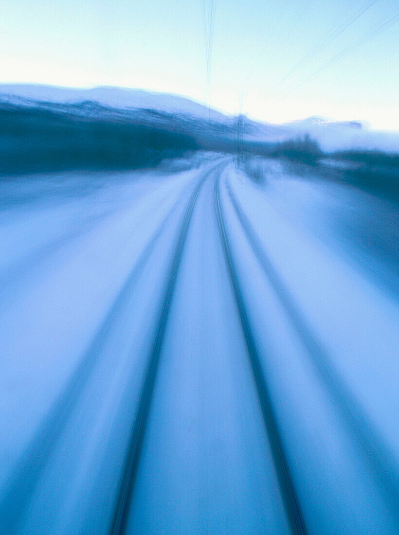 Railway in blurred motion. Kiruna. Lappand. Sweden