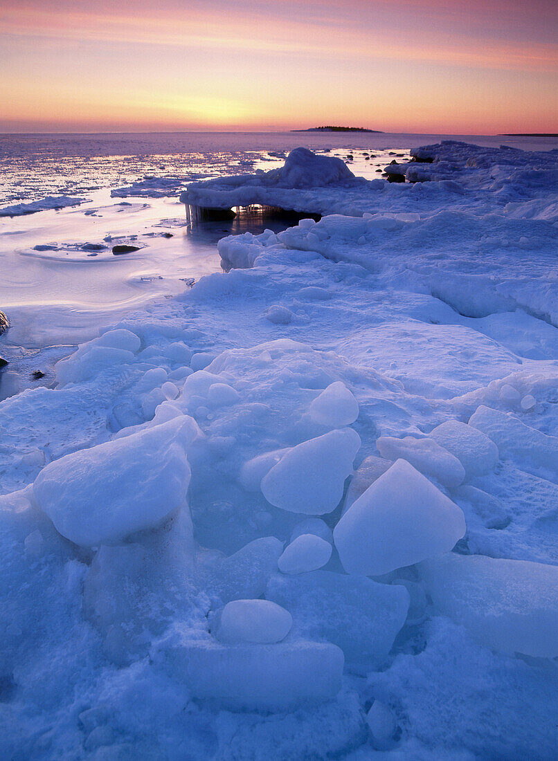 Ice formations on shore. Langnasudden. Västerbotten. Sweden