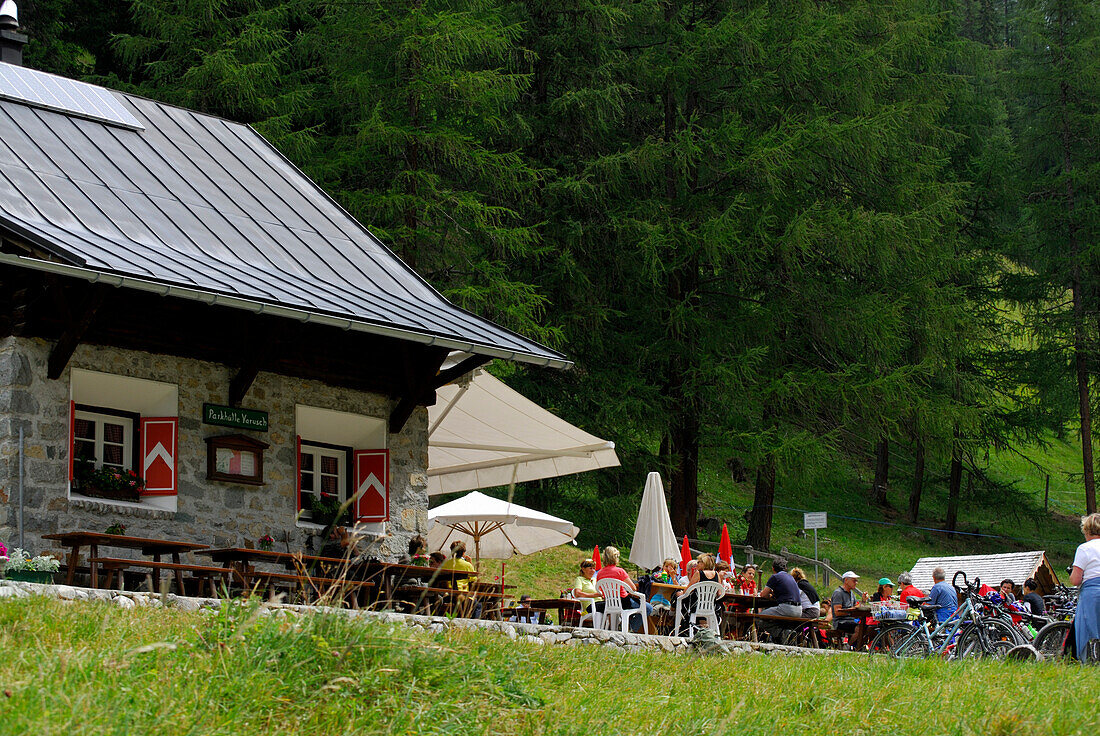 Parkhütte Varusch, Val Trupchun, Schweizer Nationalpark, Engadin, Graubünden, Schweiz