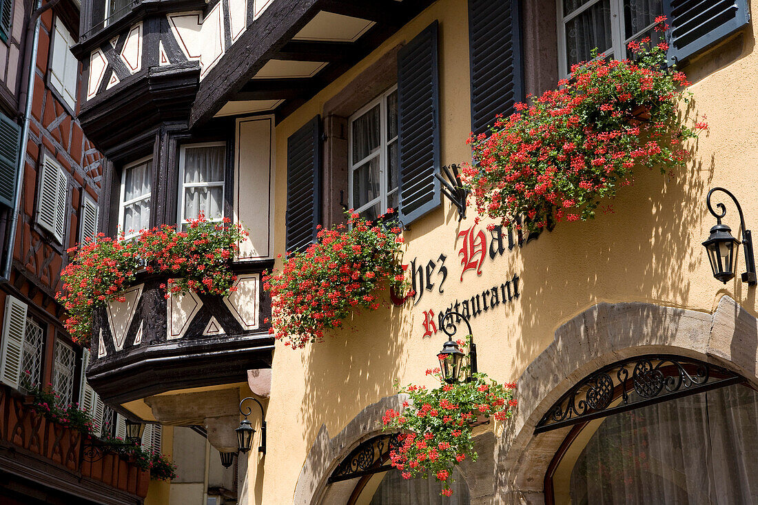Restaurant in the old part of the town, Colmar, Alsace, France