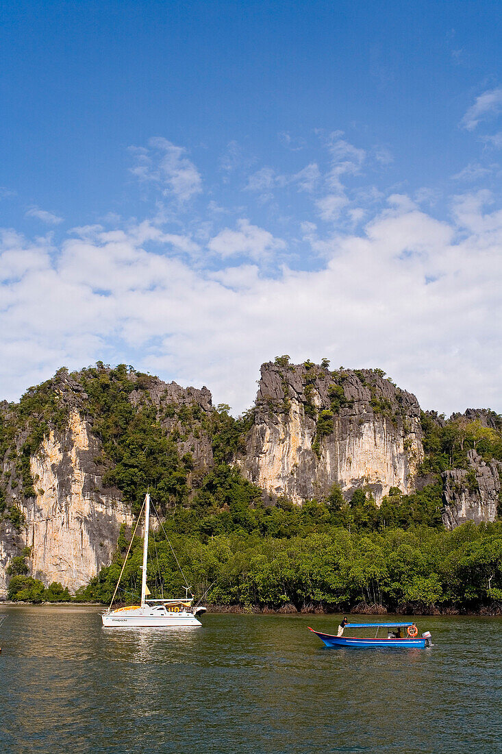 Boote, Felsen, Langkawi, Malaysia