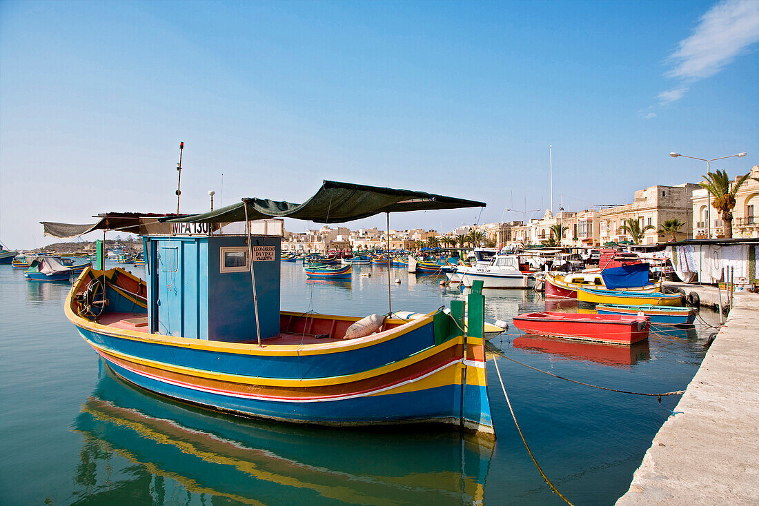 Typical Maltese fishing boats, Marsaxlokk, Malta