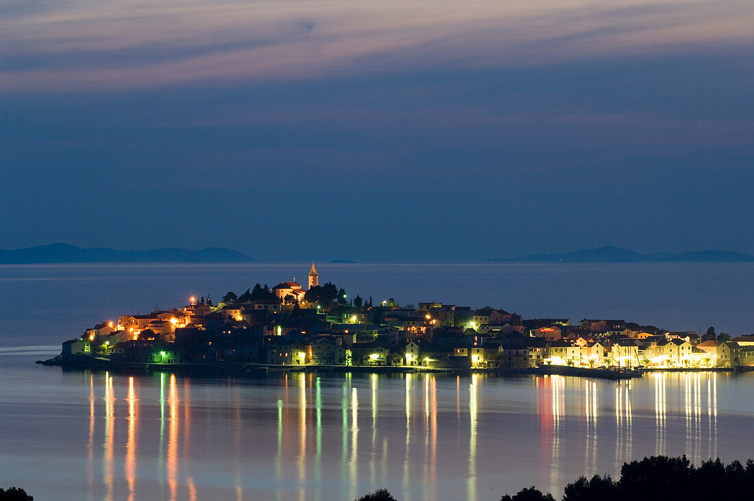 Village of Primosten at night, Adriatic Coast, Croatia