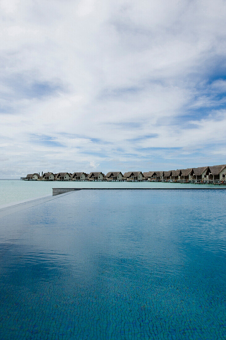 Lagoon with water villas, Four Seasons Resort Landaa Giraavaru, Maldives