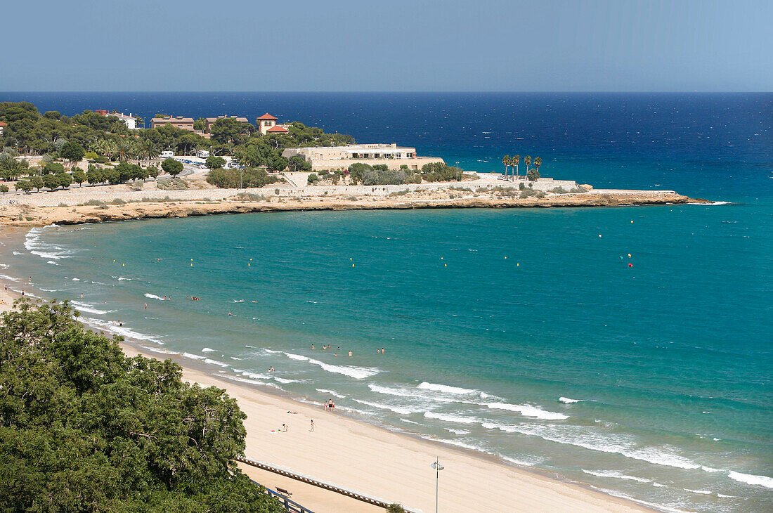 Blick zum Strand, Tarragona, Katalonien, Spanien