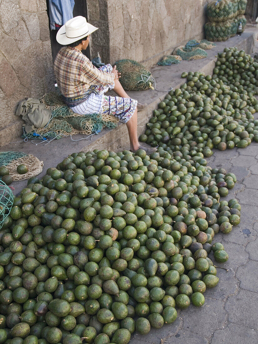 Avocados for sale in market in Santiago Atitlan, Guatemala