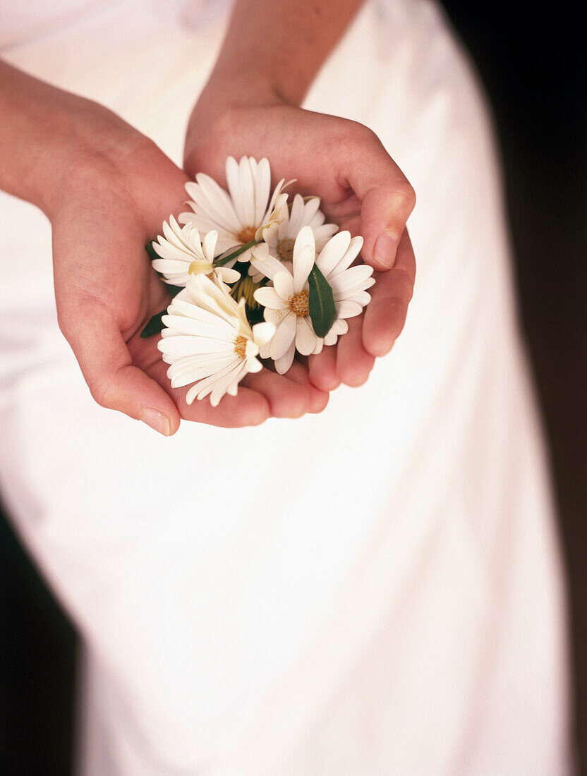hands and flowers