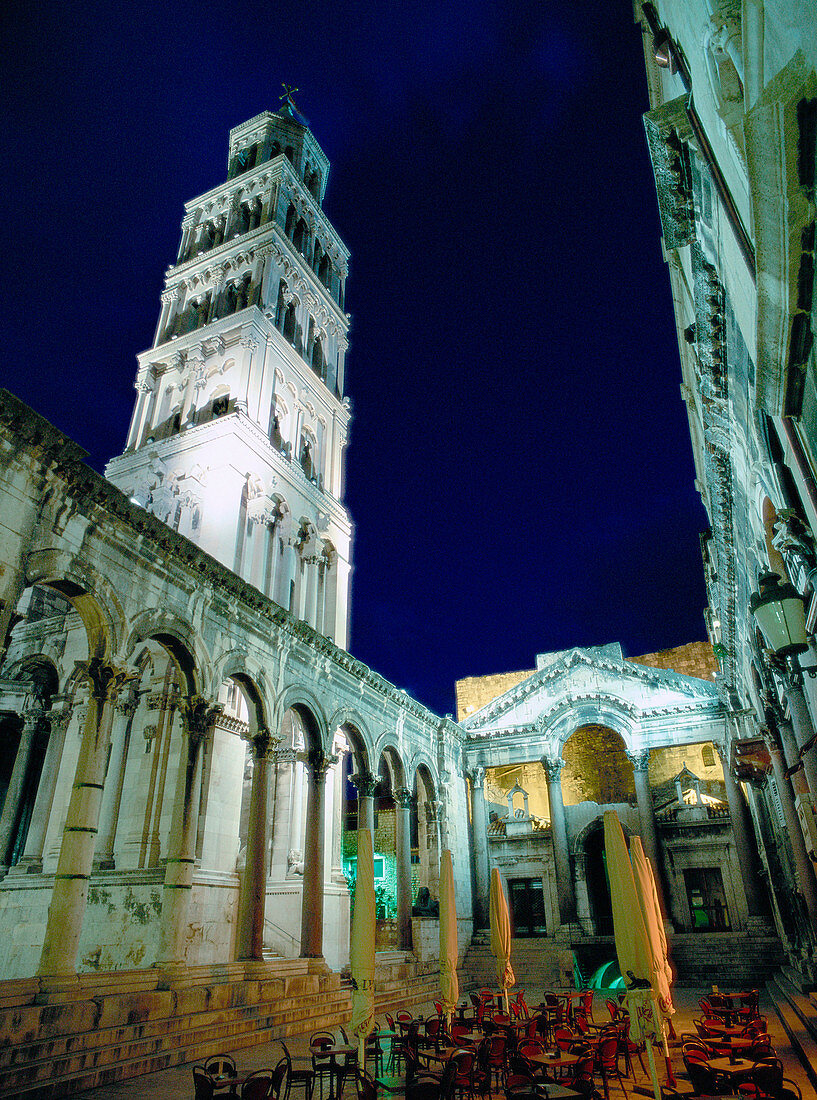 St. Duje s Cathedral Tower (aka St. Domnius) and Peristyle. Split. Croatia.