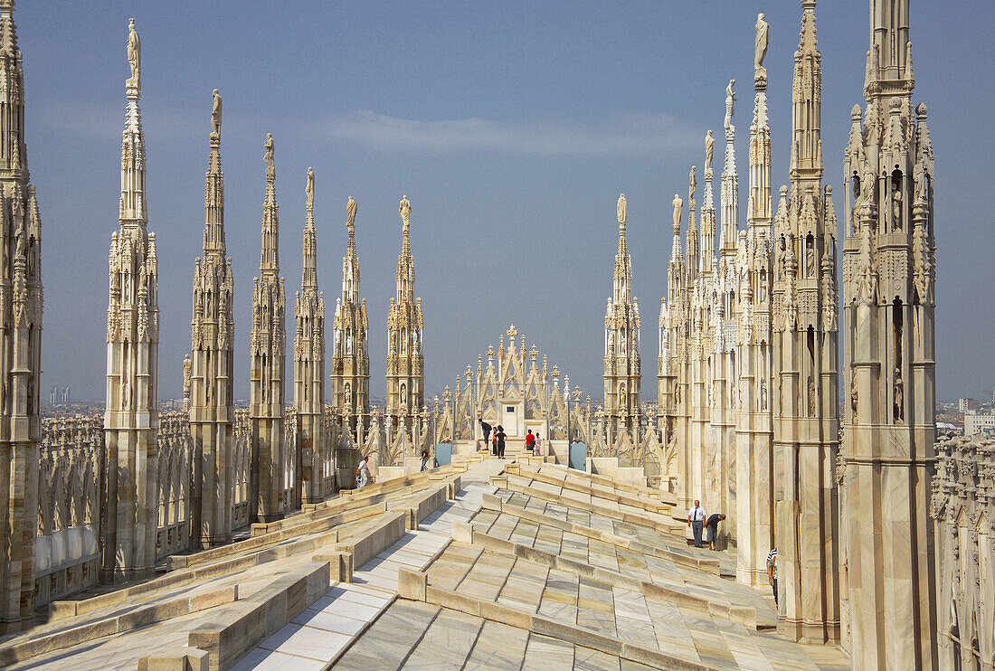 Italy. Lombardy. Milan. Duomo (Cathedral) on roof