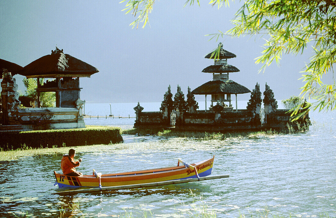 Pura (temple) Ulun Danu in Lake Baratan. Bali Island, Indonesia