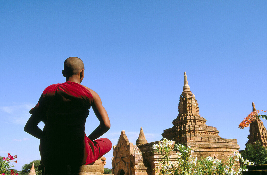 Monk in meditation. Bagan. Myanmar (Burma)