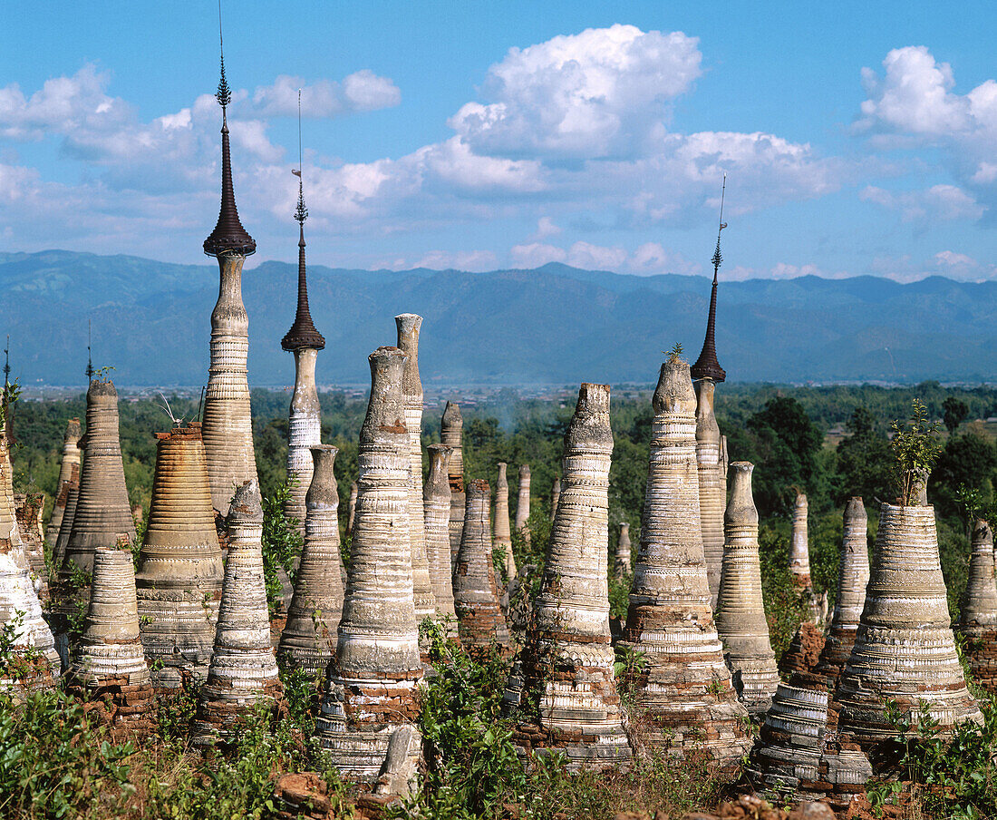 Indein Pagoda and archaeological site. Inle Lake. Shan State. Myanmar.