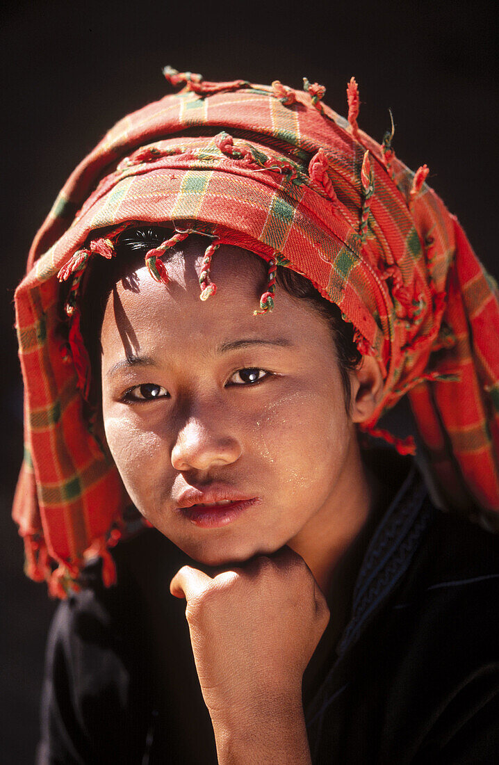 Pa-O tribe young woman. Inle Lake. Shan State. Myanmar.