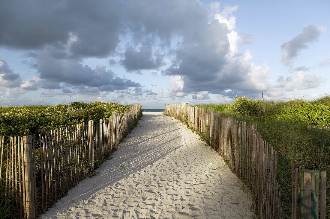 USA. Florida. Miami Beach. Path to the beach in South Beach