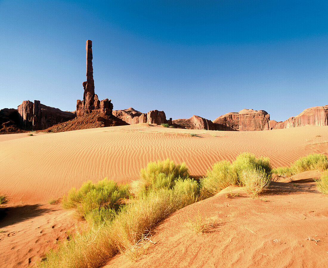 Totem Pole and Yei Bi Chai, Monument Valley. Arizona-Utah, USA