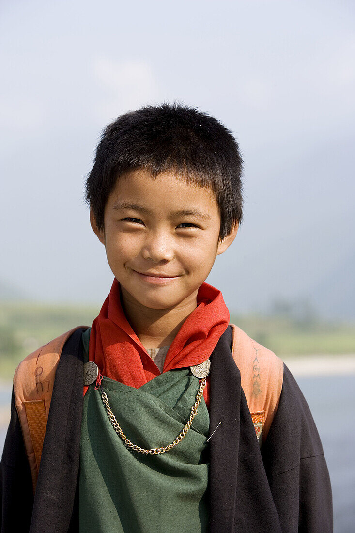 Bhutan. Punakha. Bhutanese schoolgirl.