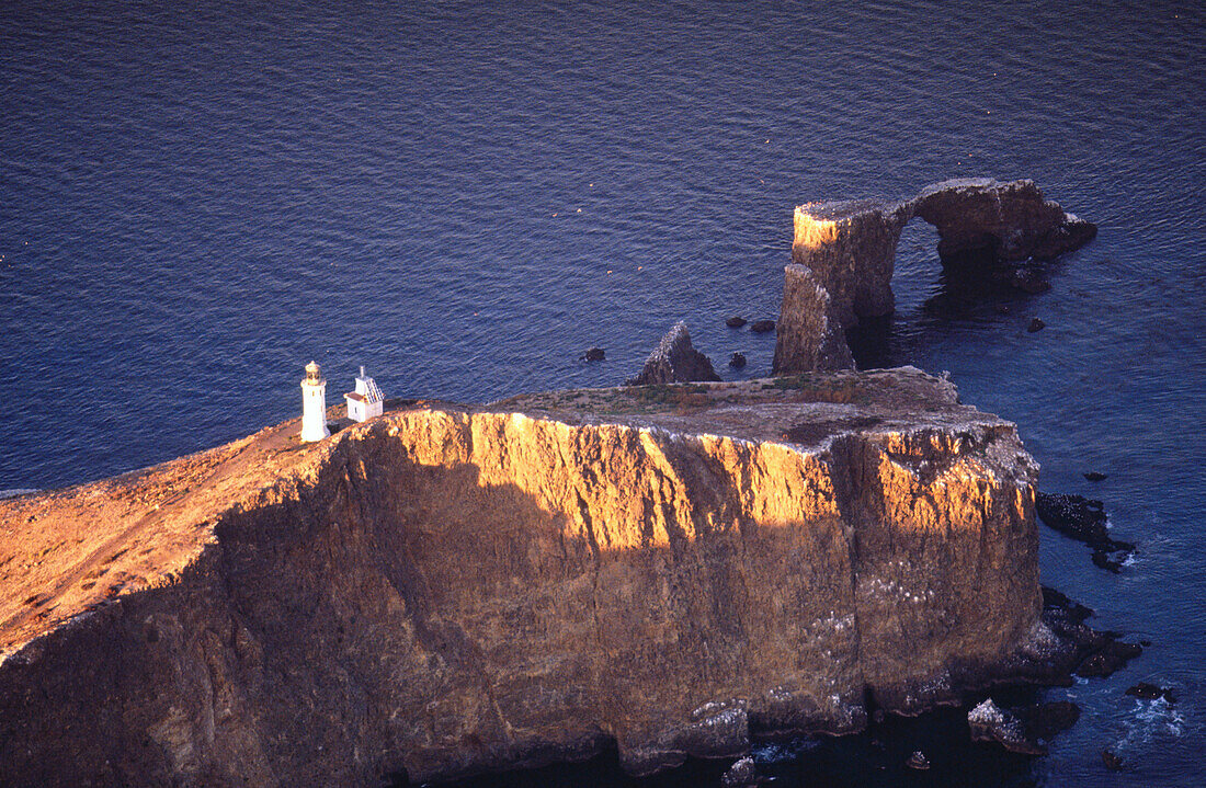 Anacapa island and lighthouse. Channel Islands National Park. California. USA