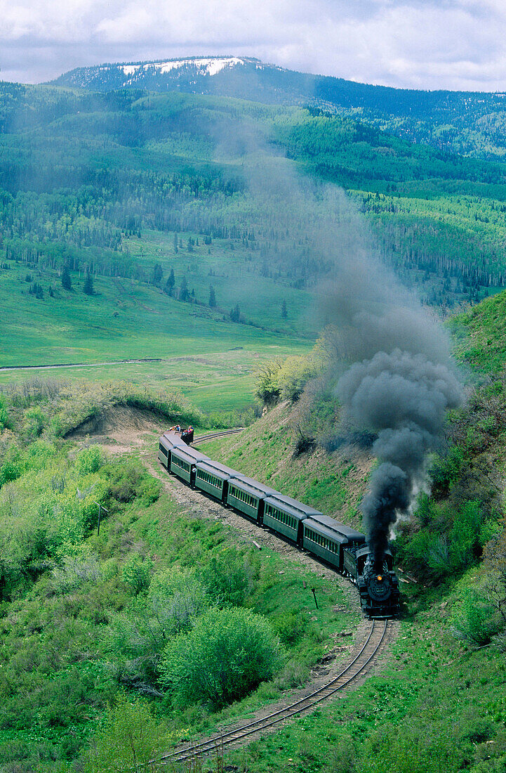 Cumbres and Toltec Scenic Railroad, steam train. New Mexico. USA