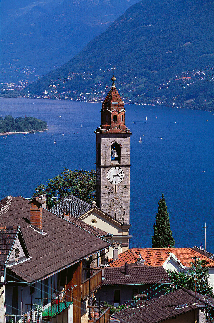 Ronco sopra Ascona and Maggiore Lake. Tessin. Switzerland