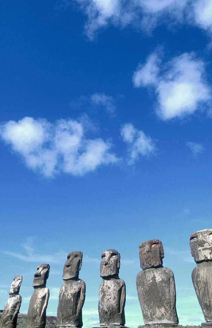Moai at Ahu Tongariki. Easter Island. Chile