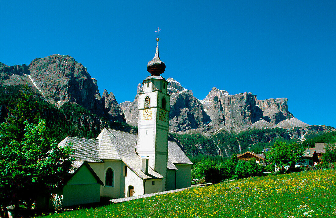 Village of Colfosco in Val Badia. Dolomites. Italy