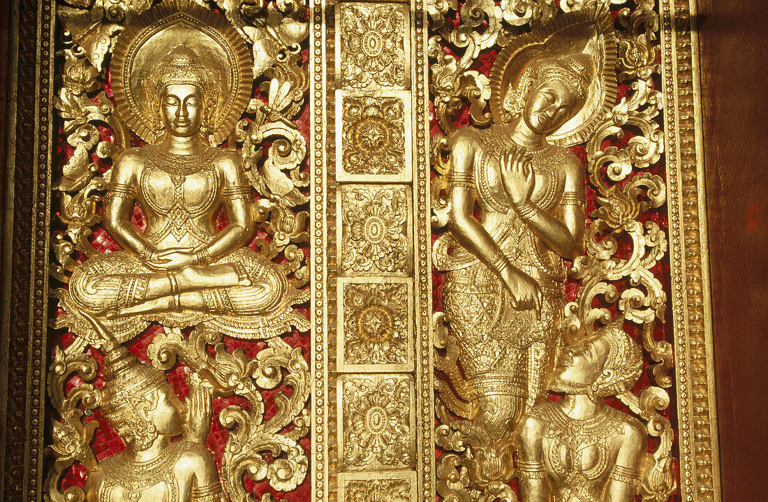 Detail of golden relief at Wat Xieng Thong. Luang Prabang. Laos